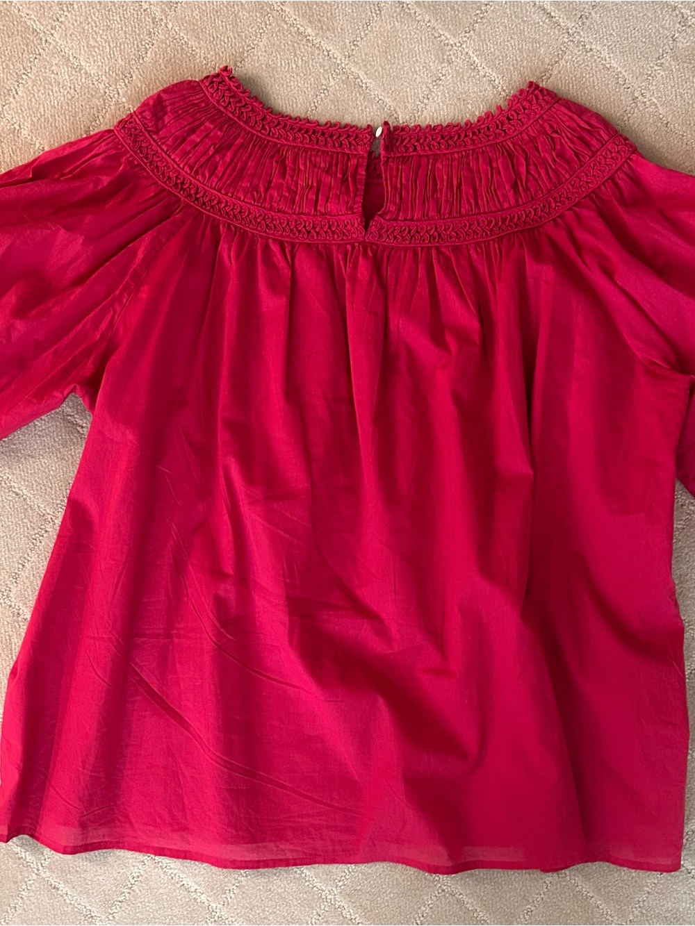 MERLETTE Women's Smocked Neck Puff Sleeve Top-Lined - Picture 4 of 7